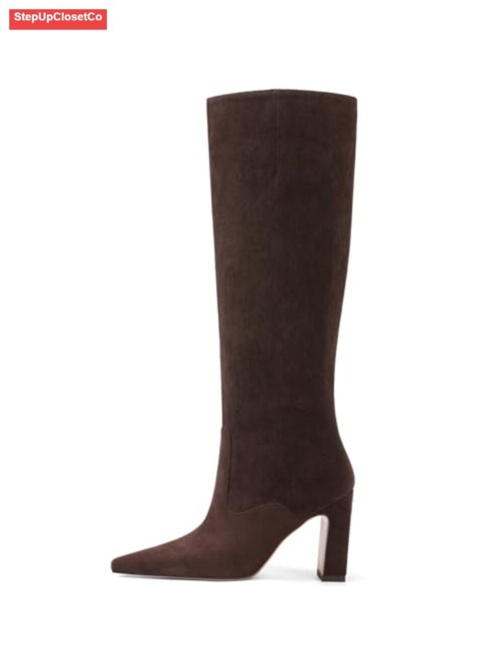Women's Knee High Boots Square Toe Chunky Block Heel Faux Leather Fall Boots